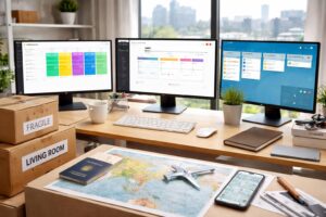 découvrez comment gérer efficacement votre expatriation en utilisant monday, notion et trello pour organiser chaque étape de votre déménagement en toute simplicité.